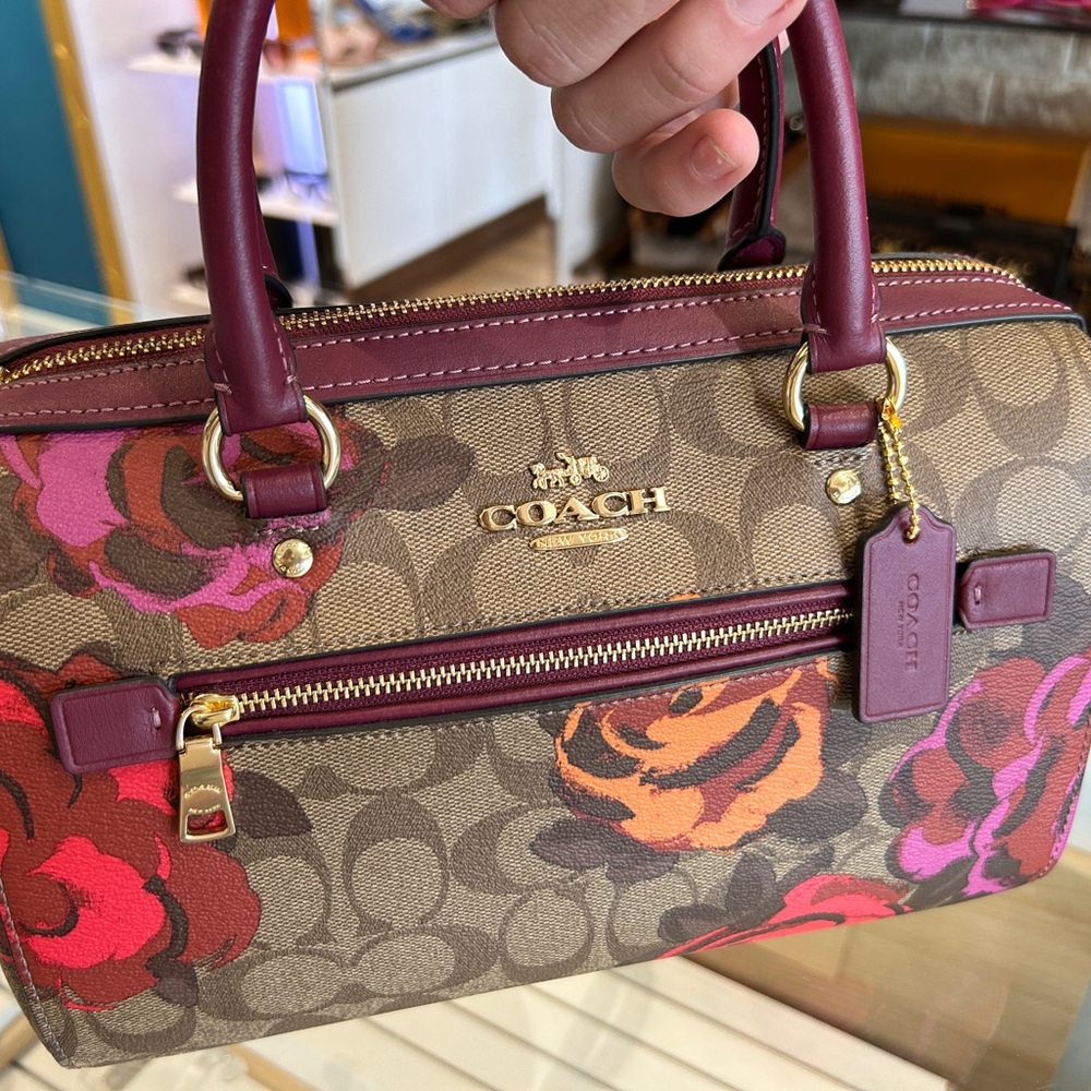 Rowan Satchel In Signature Canvas With Jumbo Floral Print